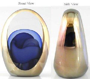 2 Panel Folded Opal and Blue Veil Paperweight, Amber