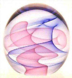Round Pink and Blue Veils Paperweight