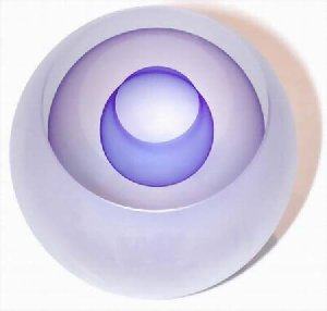 Round Paperweight with Blue and Violet Veil, Frosted Exterior