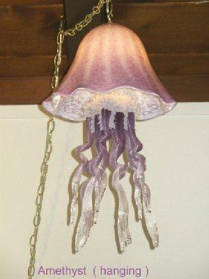 Amethyst Glass Jellyfish Chandelier, Single Dome