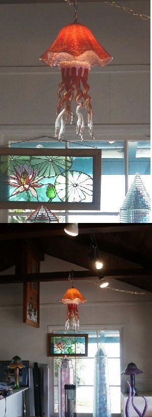 Orange Glass Jellyfish Chandelier