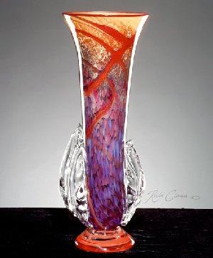 Lavender Sunrise Series - Leaf Handle Tall Vase