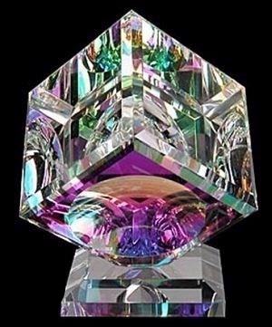 Optical Crystal Cube on Base