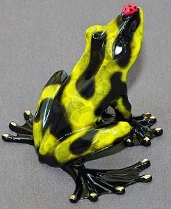 Yellow 'Don't Bug Me' Bronze Frog Sculpture by Barry Stein