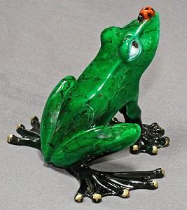 Emerald Green 'Don't Bug Me' Frog Bronze Sculpture by Barry Stein