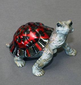 Black-Red Daden Bronze Turtle Sculpture by Barry Stein
