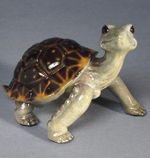 Brown-Yellow Daden  Bronze Turtle Sculpture by Barry Stein