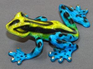 Blue and Yellow Lola Bronze Frog by Barry Stein