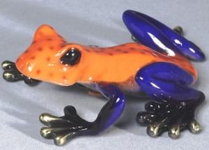 Orange Purple Lola Frog Bronze Sculpture by Barry Stein