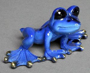 Blue Dezerae Frog -Small -Bronze Sculpture by Barry Stein