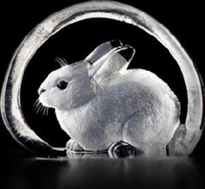 Mats Jonasson Rabbit- Miniature Etched Glass Sculpture MJ 88101