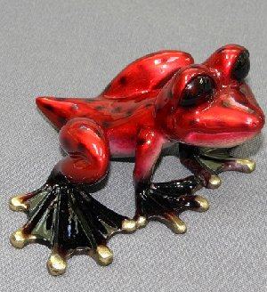 Candy Red Dezerae Frog Bronze Sculpture by Barry Stein