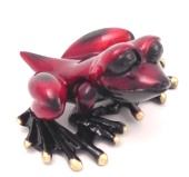 Candy-Red Dezerae Frog, small Bronze Sculpture by Barry Stein