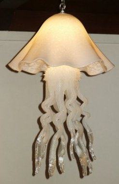 White Single-Dome Glass Jellyfish Chandelier
