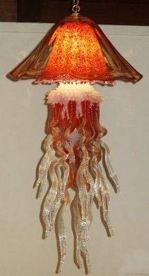 Orange Double Dome Large Glass Jellyfish Chandelier