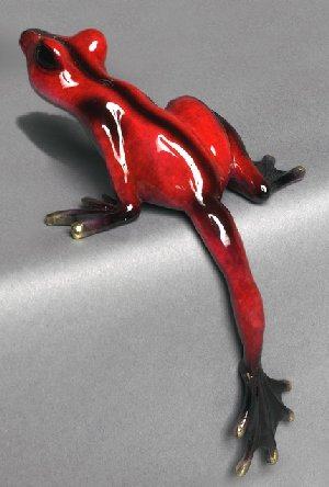 Red Hang Over Bronze Frog by Barry Stein