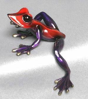 Red and Purple Elexess Bronze Frog by Barry Stein