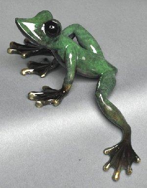 Green Elexess Bronze Frog Sculpture by Barry Stein