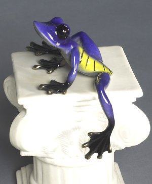 Purple-Yellow Elexess Bronze Frog by Barry Stein