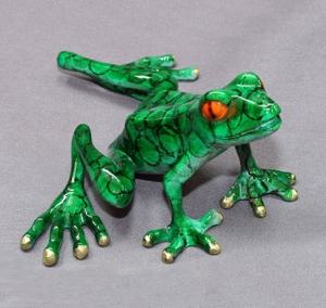 Green Precious Bronze Frog Sculpture by Barry Stein