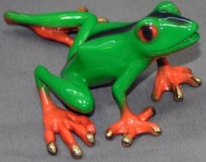 Lime Precious Bronze Frog Sculpture by Barry Stein