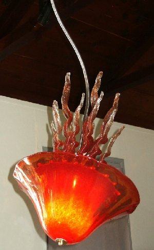 New: Red Large Jellyfish Inverted Hanging Chandelier, Double Dome