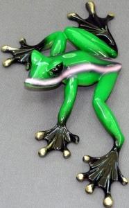 Bronze Lime-Green Slider Frog by Barry Stein