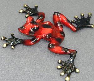 Candy-Red Kookala Bronze Frog Sculpture by Barry Stein
