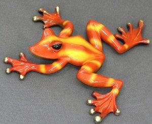 Orange and Yellow Kookala Bronze Frog Sculpture by Barry Stein