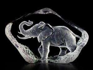 Mats Jonasson Elephant - Miniature Crystal Etched Sculpture - MJ 88144