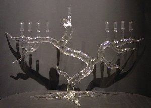 Chanukiah Menorah Glass Candleholder by Frabel