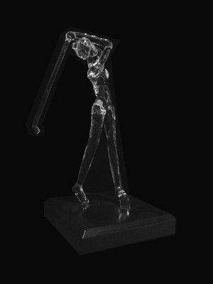 Golfer Female, clear glass sculpture by Townsend