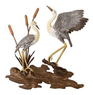 Bronze Cranes Wall Plaque
