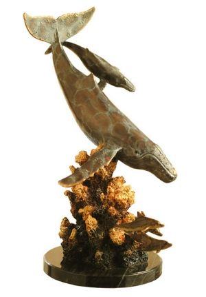 Bronze Humpbacks and Dolphins Sculpture