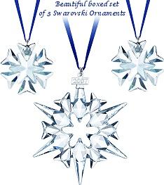 Swarovski Boxed set of 3 Christmas Ornaments 2007 - Retired