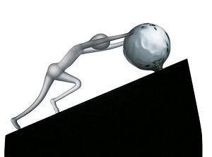 Man and Boulder Glass Sculpture