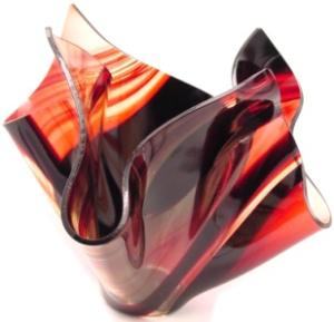 Serviente Glass Red Folded Vase, medium