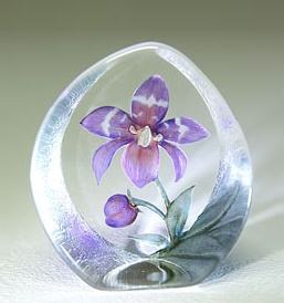 Mats Jonasson Purple Orchid - Etched Glass - MJ 33921SP