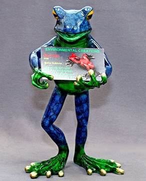 Blue Green Bronze Frog Business Card Holder