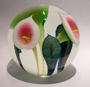 Calla Lily Paperweight Mottled Pink by Scott Bayless