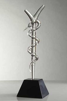 Caduceus Glass Sculpture