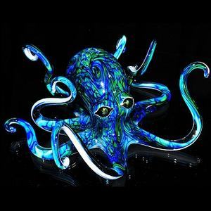 Blue Green Octopus Glass Sculpture by Michael Hopko