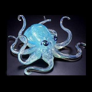 Aqua Blue Glass Octopus  by Michael Hopko