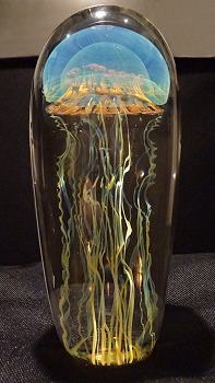 Blue Moon Glass Jellyfish Sculpture Satava