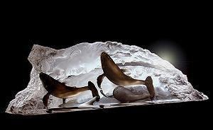 Humpback Whales - Mermaid Mixed Media Metal Sculpture Trinity