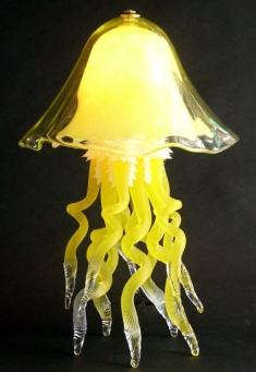 Electric Yellow Glass Jellyfish Lamp Double Dome