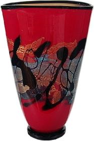 Red Satin Textured Vase by Nourot Glass Studio