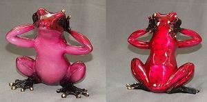 Hear no Evil Candy Red Bronze Frog by Barry Stein