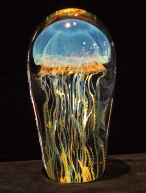 Blue Moon Glass Jellyfish Sculpture by Richard Satava