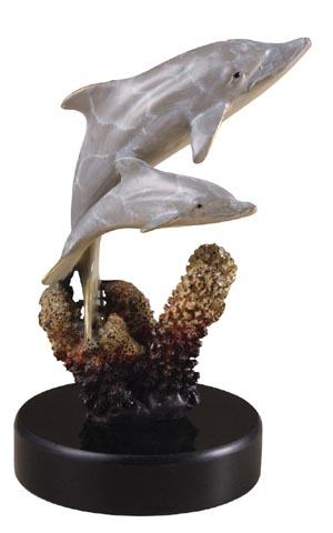 Dolphin Duo on Reef Bronze Sealife Sculpture SALE (RET)